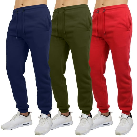 Galaxy by Harvic 3-Pack Mens Slim Fit Fleece Jogger Sweatpants (S-2XL)