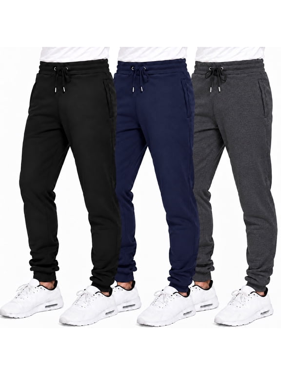 3-Pack Mens Slim Fit Fleece Jogger Sweatpants (S-2XL)