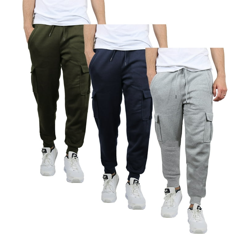 Galaxy by Harvic 3-Pack Mens Slim Fit Fleece Jogger Sweatpants (S