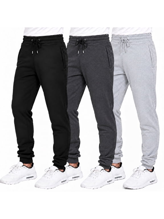 3-Pack Mens Slim Fit Fleece Jogger Sweatpants (S-2XL)