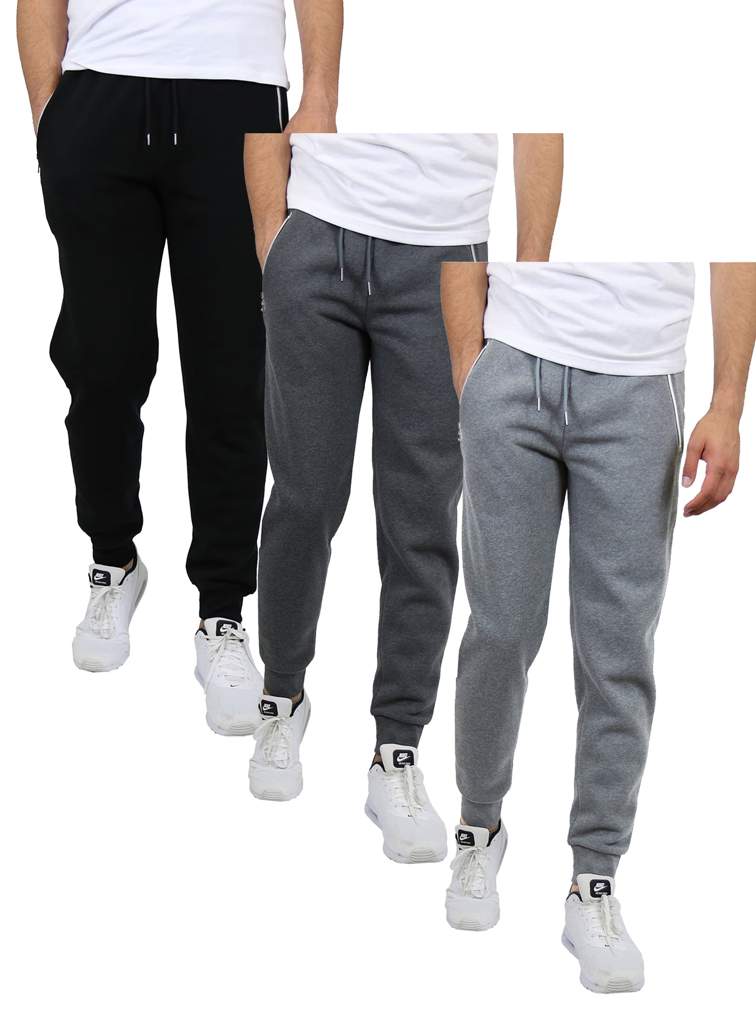 Galaxy by Harvic 3-Pack Mens Slim Fit Fleece Jogger Sweatpants (S-2XL) 