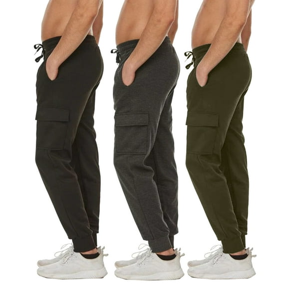 Galaxy by Harvic 3-Pack Mens Slim Fit Fleece Jogger Sweatpants (S-2XL)
