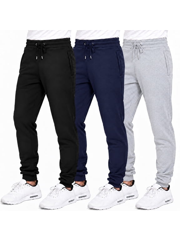 3-Pack Mens Slim Fit Fleece Jogger Sweatpants (S-2XL)