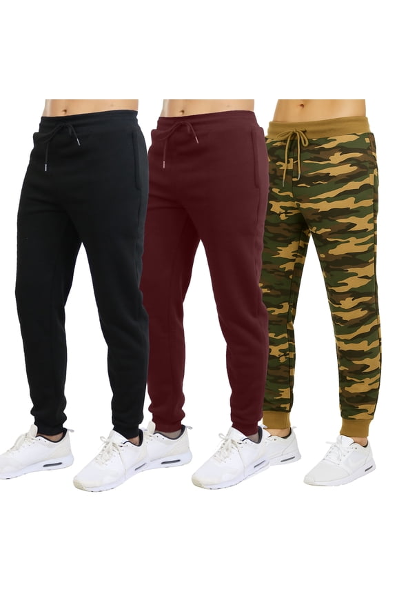 3-Pack Mens Slim Fit Fleece Jogger Sweatpants (S-2XL)