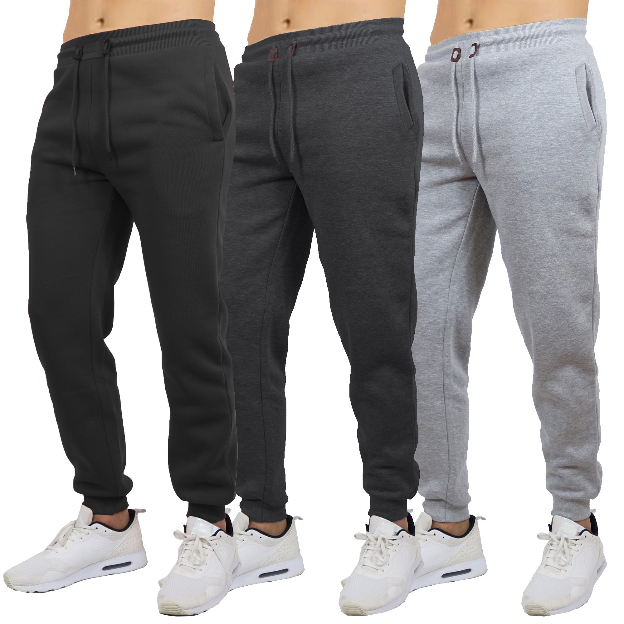 Galaxy by Harvic 3-Pack Mens Slim Fit Fleece Jogger Sweatpants (S-2XL) - Walmart.com