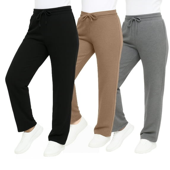 Galaxy by Harvic 3-Pack Women's Loose Fit Fleece Jogger Sweatpants (S-5XL)