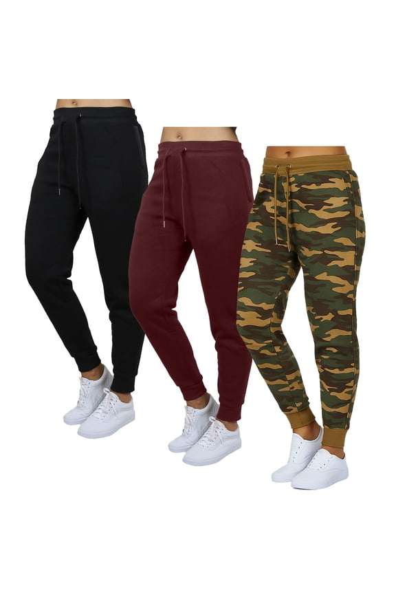 3-Pack Women's Loose Fit Fleece Jogger Sweatpants (S-5XL)