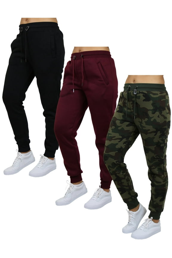 3-Pack Women's Loose Fit Fleece Jogger Sweatpants (S-5XL)