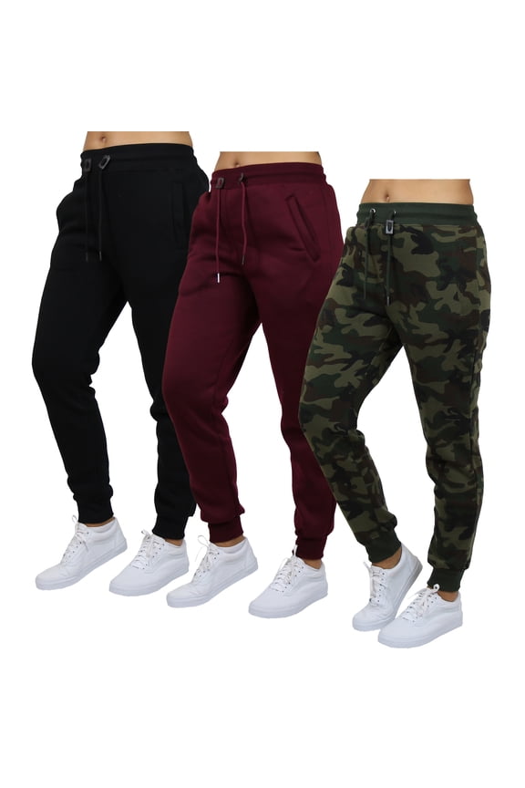 3-Pack Women's Loose Fit Fleece Jogger Sweatpants (S-5XL)