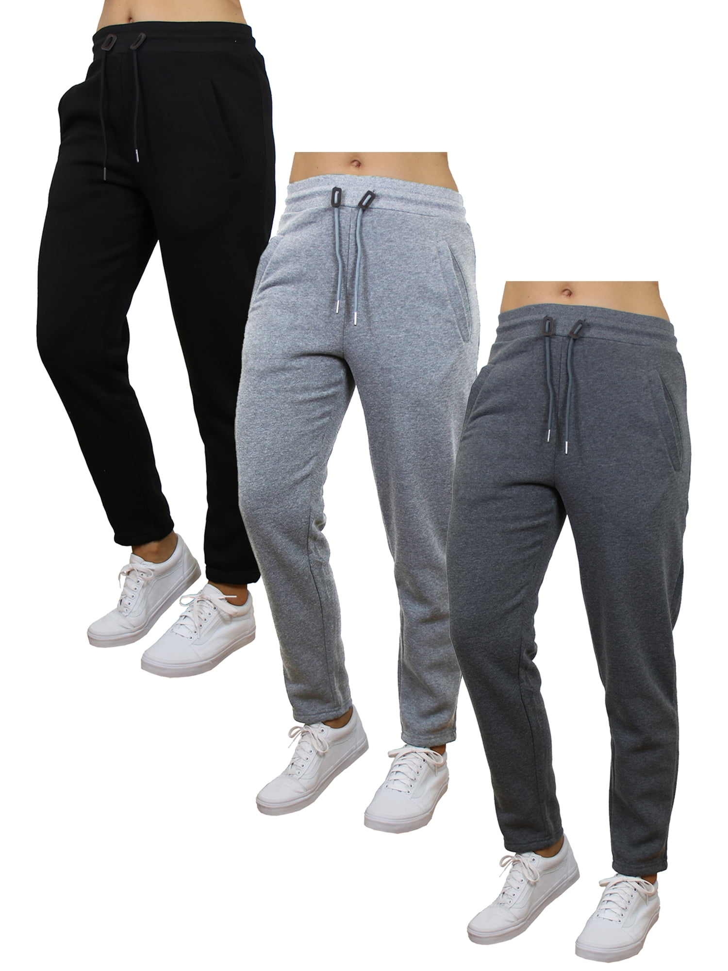 Galaxy by Harvic 3-Pack Women's Loose Fit Fleece Jogger Sweatpants (S ...