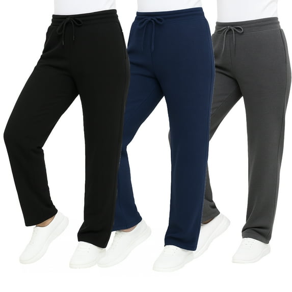Galaxy by Harvic 3-Pack Women's Loose Fit Fleece Jogger Sweatpants (S-5XL)