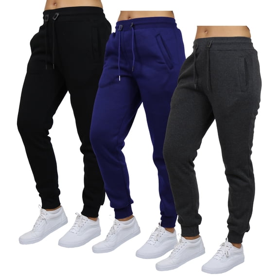 Galaxy by Harvic 3-Pack Women's Loose Fit Fleece Jogger Sweatpants (S-5XL)
