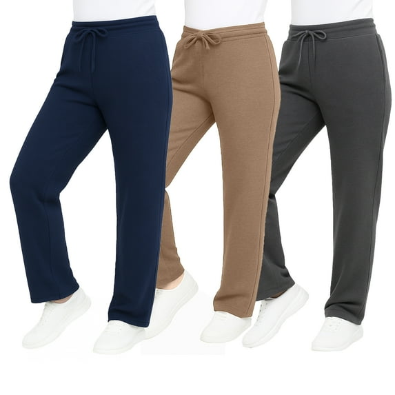 Galaxy by Harvic 3-Pack Women's Loose Fit Fleece Jogger Sweatpants (S-5XL)