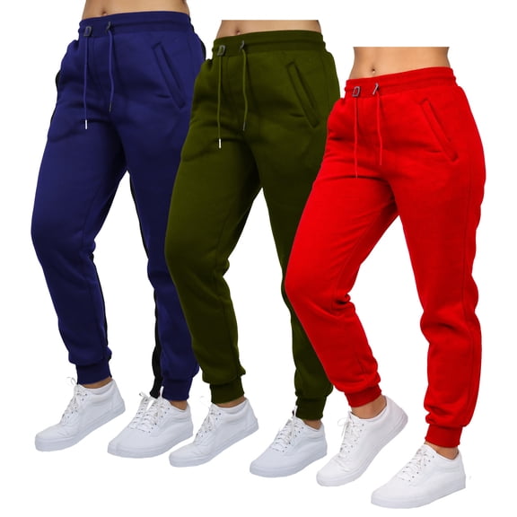 Galaxy by Harvic 3-Pack Women's Loose Fit Fleece Jogger Sweatpants (S-5XL)