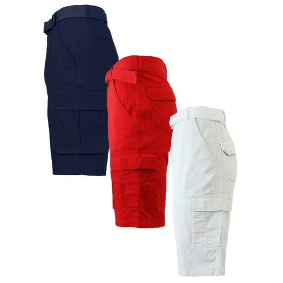 Galaxy by Harvic Belted Cotton Flex Stretch Cargo Shorts (Men's), 3 Count