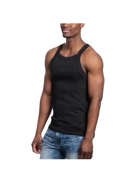 Men's Solid Colored Medium Weight Tank Top Black