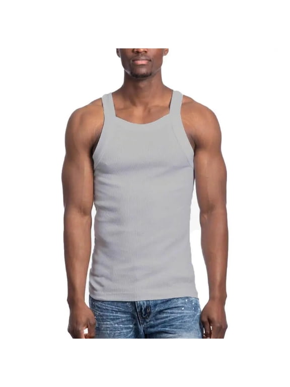 Men's Solid Colored Medium Weight Tank Top Heather Grey