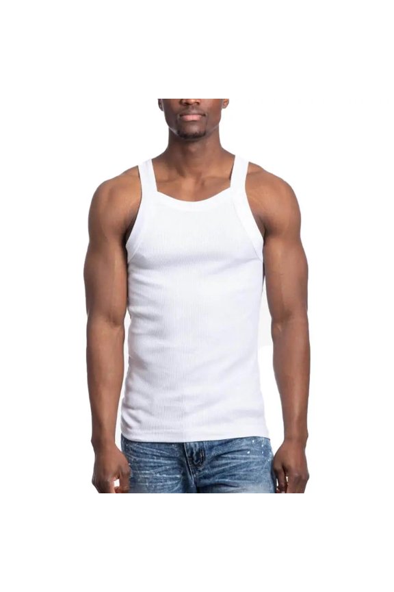 Men's Solid Colored Medium Weight Tank Top White