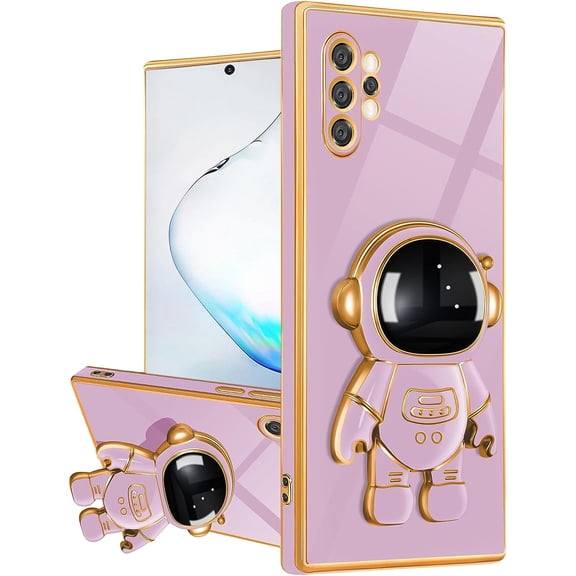 Galaxy note10 Plus Case for Astronaut Stand, Designed for 6D Electroplated Galaxy note10 Plus 4G/5G Phone Case,Soft TPU Protective Shockproof Flexible Samsung note10 Plus Case 6.8 inch,Purple