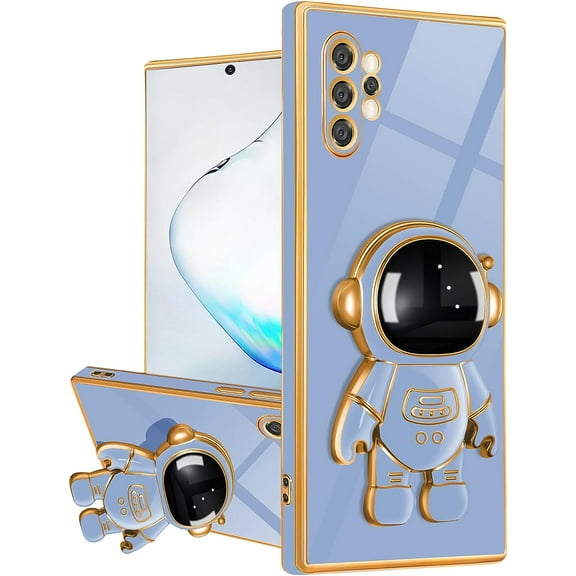 Galaxy note10 Plus Case for Astronaut Stand, Designed for 6D Electroplated Galaxy note10 Plus 4G/5G Phone Case,Soft TPU Protective Shockproof Flexible Samsung note10 Plus Case 6.8 inch,Blue