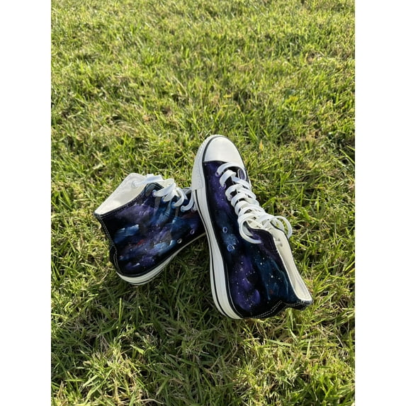 Galaxy pattern purple unisex high top canvas shoes, fashion sneakers