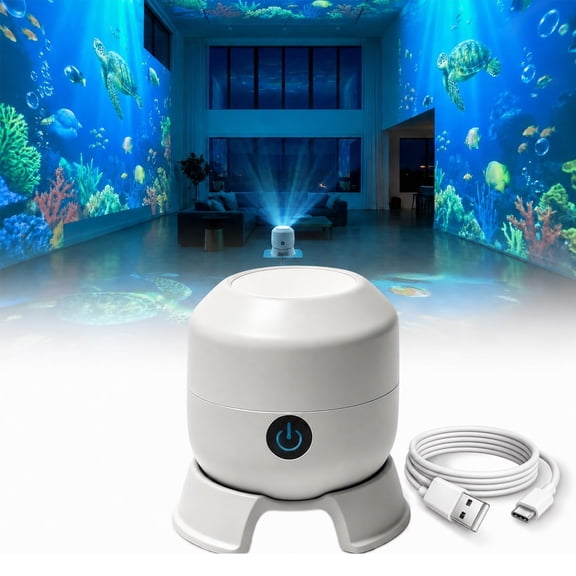 Galaxy projector night light-Dynamic Rotating Led Projector Light, 5d Holographic Ocean Wave Night Light with Adjustable Brightness, Multi-Angle Base, Ceiling Mood Lamp for Bedroom Home Theater