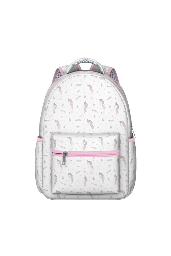 Galaxy unicorn backpack with moon, clouds and rainbow print, magical fantasy aesthetic for Student, waterproof and durable with large capacity for school and travel