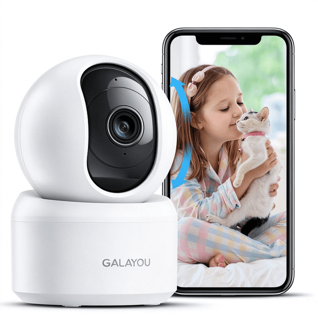 Galayou 2K Indoor Security Camera for Home with Wireless WiFi, Monitor for Baby/Nanny/Pet/Dog, 360° Motion Detection, Two Way Audio
