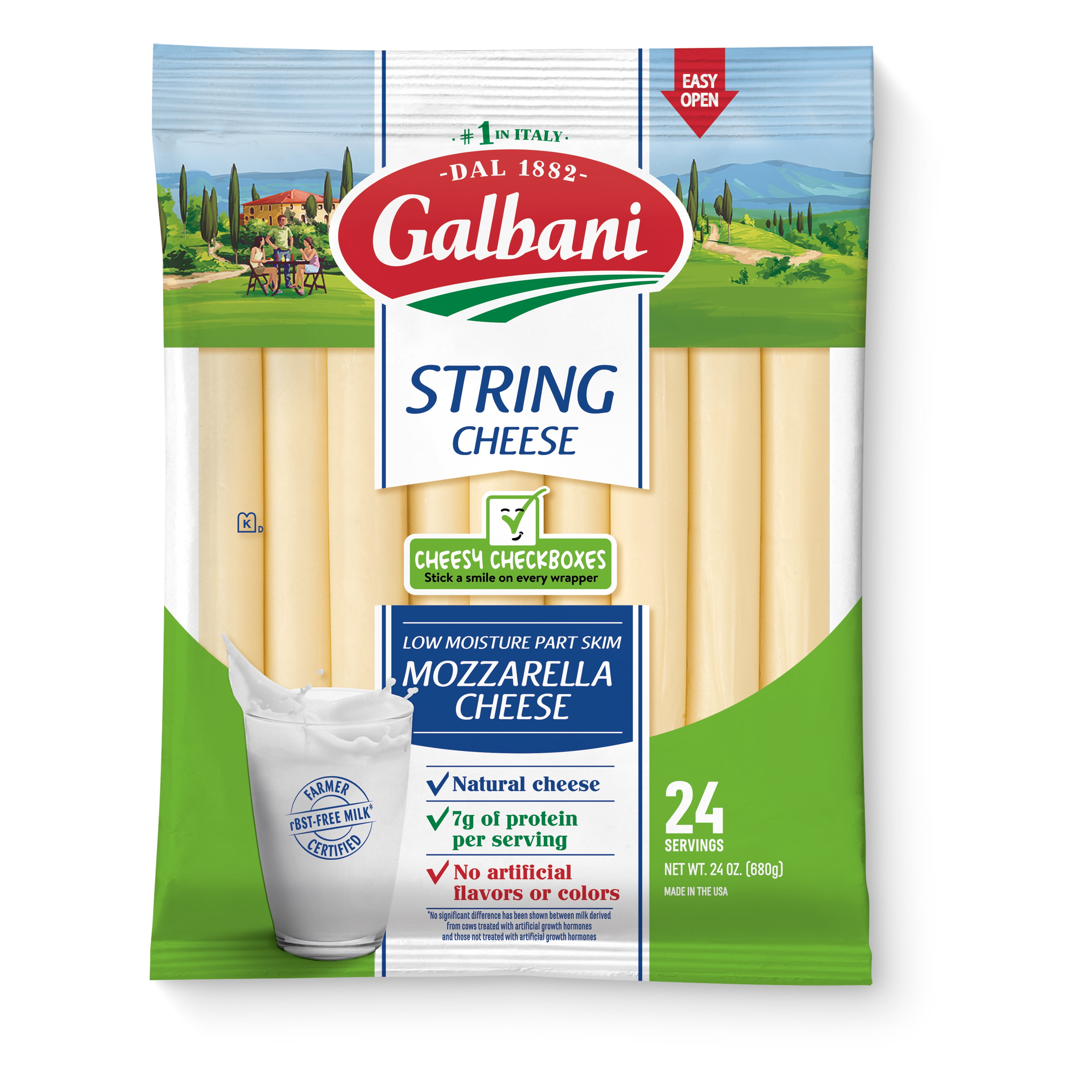 Galbani Part Skim Mozzarella String Cheese, 24 oz, 24 Ct (Refrigerated