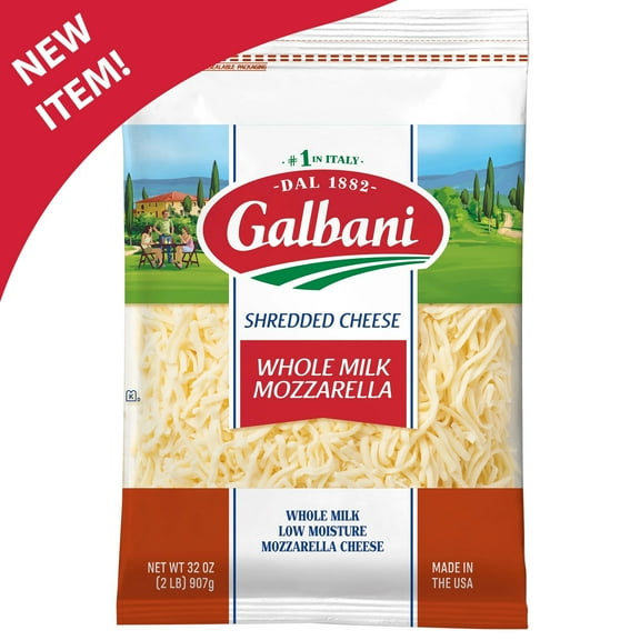 Galbani Whole Milk Shredded Mozzarella Cheese, 32 oz Bag (Refrigerated)