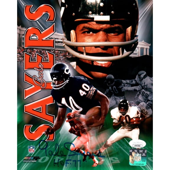 Gale Sayers Signed Autographed 8X10 Photo Bears "HOF 77" Collage JSA