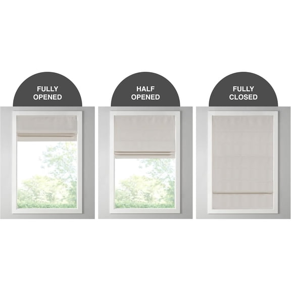 Galen Cordless Roman Shade, 34"W x 64"H, Sheen Ivory Room Darkening, Thermal Insulated, Energy Efficient Window Blind with Subtle Sheen Basketweave Fabric for Privacy