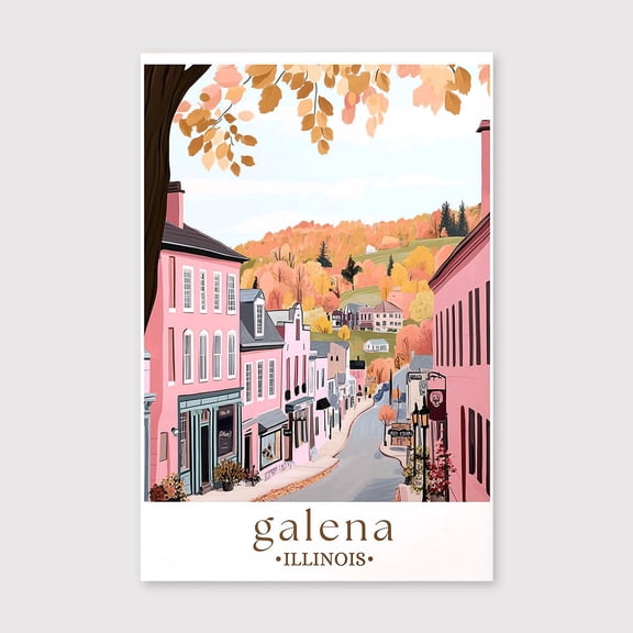 Galena Illinois Print, Midwest Historic Town Canvas, Illustrated Main Street Wall Art