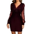 thumbnail image 1 of Galener mesh V-neck sequined evening dress, slimming and sexy dress, 1 of 4