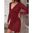 thumbnail image 1 of Galener solid-color shiny and elegant dress, 1 of 5