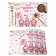 thumbnail image 1 of Galentine's Day Placemats Set of 4 Pink Gnomes Love Heart Balloon Tree Branch Place Mats Indoor Wipeable Table Mats Washable Dining Table Placemats for Kitchen Holiday Party Home Decor 13x19 Inch, 1 of 9