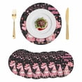 thumbnail image 1 of Galentine's Day Round 15 Inch Placemats Set of 6, Gnomes Pink Love Balloon Black Lattice HeatResistant Non Slip Place Mats for Dining Table, Wipeable Braided Kitchen Table Mats for Housewarming, 1 of 9