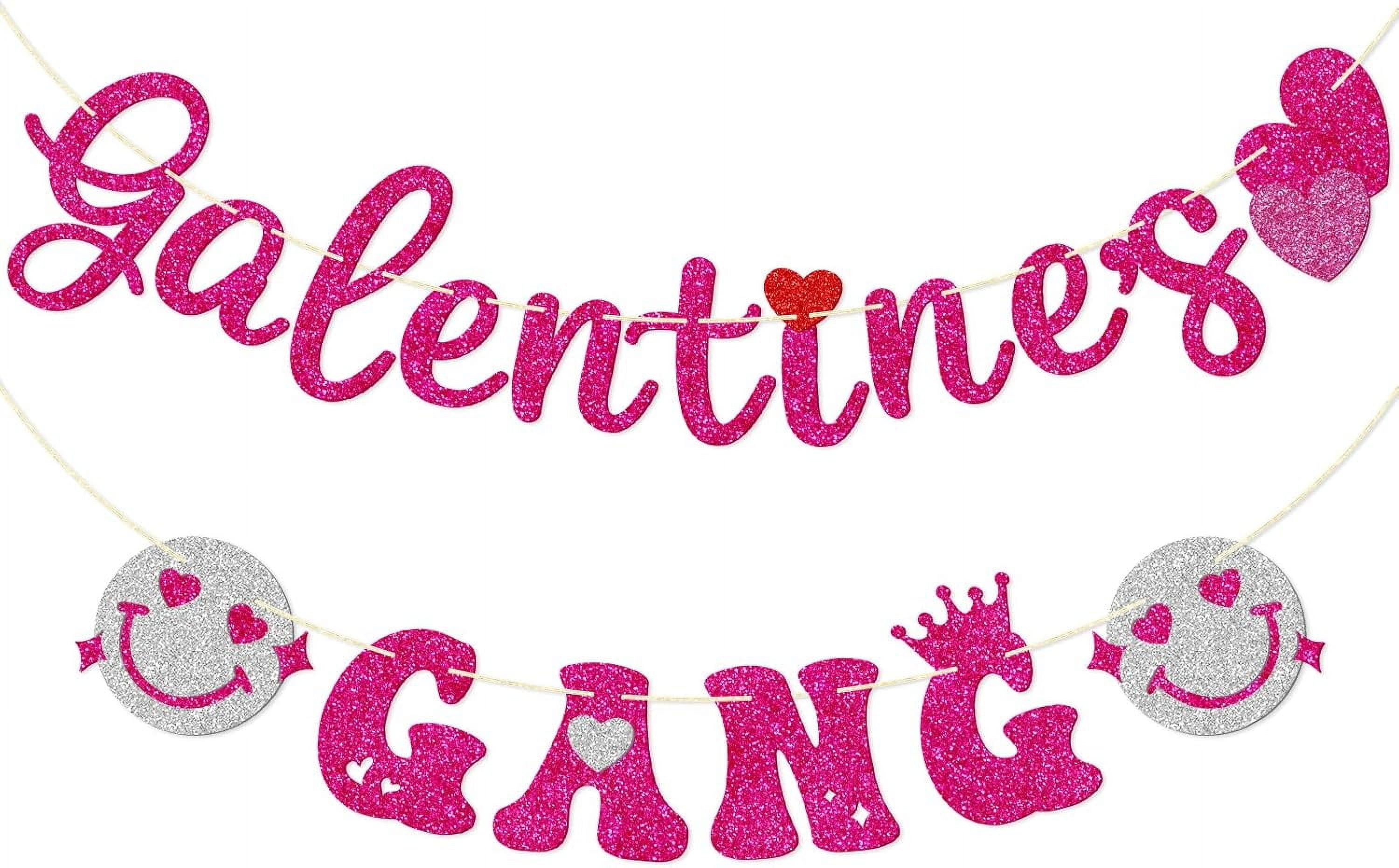 Galentine's Day Party Decorations Kit - Banner, Paper Flowers, Swirls - Valentine's Decor