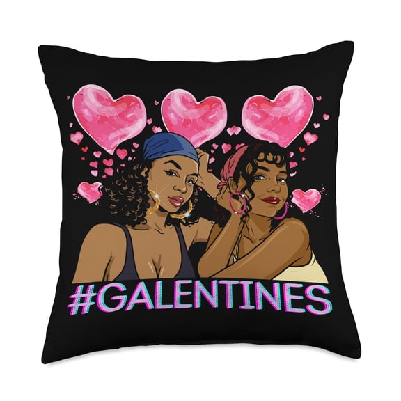 Galentines Valentines Black Girl Valentine Gifts Black Women Galentine Valentine Sista Queen Melanin Mom Girl Throw Pillow, 18x18, Multicolor C113