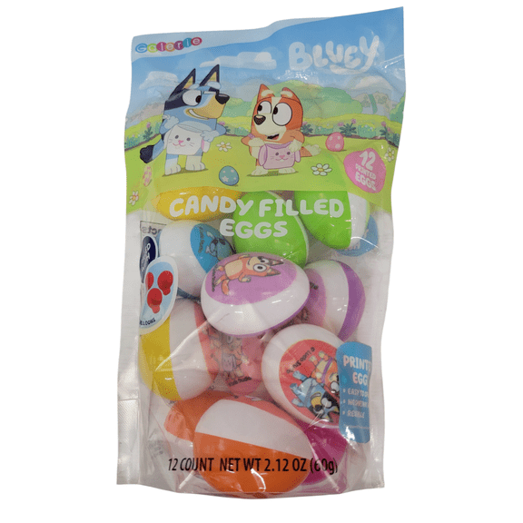 Galerie Bluey Balloon Shaped Candy Filled Eggs 12 Count Prefilled Easter Eggs