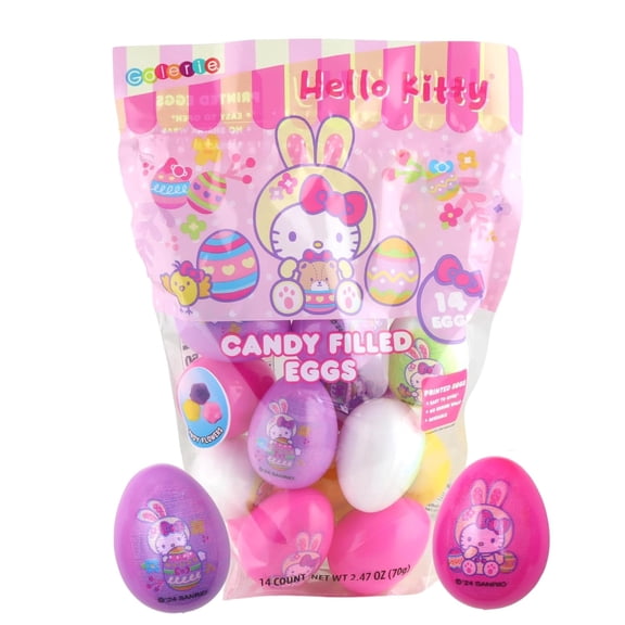 Galerie Hello Kitty Easter Eggs, Pre-Filled with Candy, Basket Stuffers, 14 Total Eggs, 2.47 Ounces