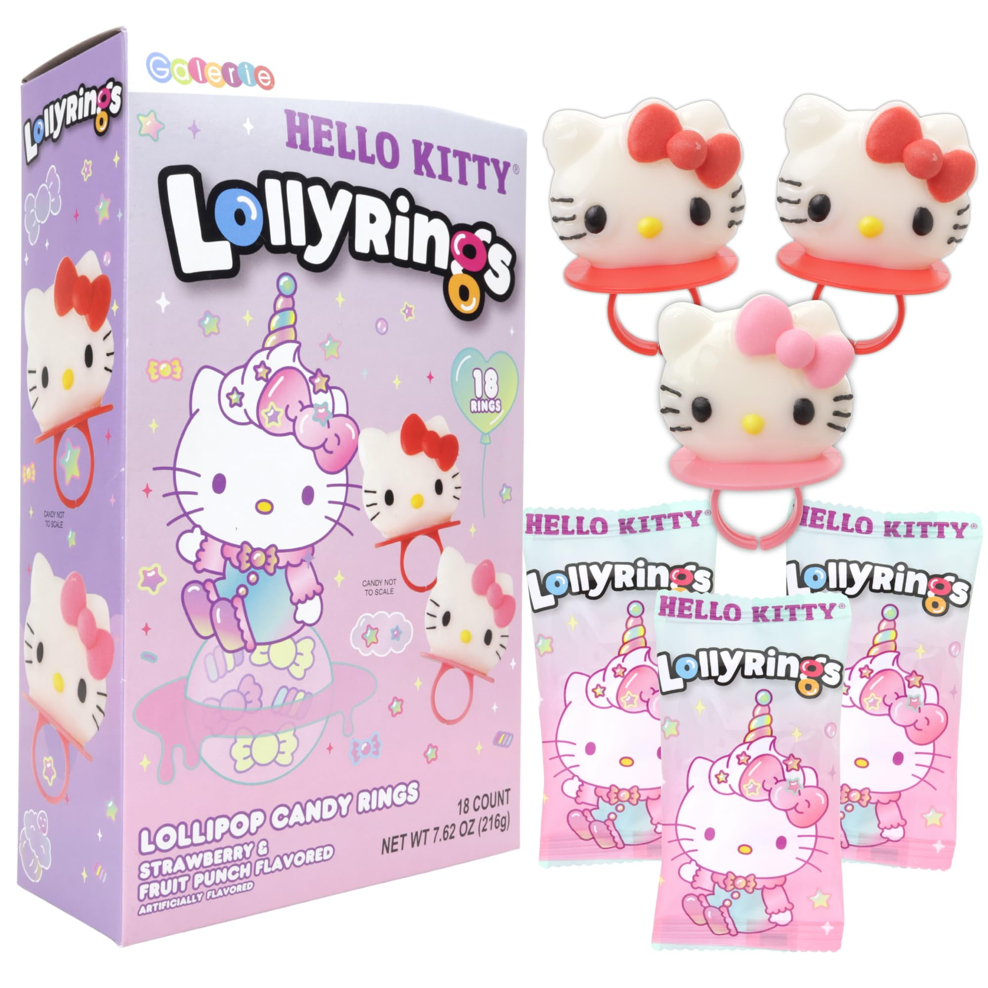 Galerie Hello Kitty Lollipop ESF27 Rings, Strawberry and Fruit Punch ...