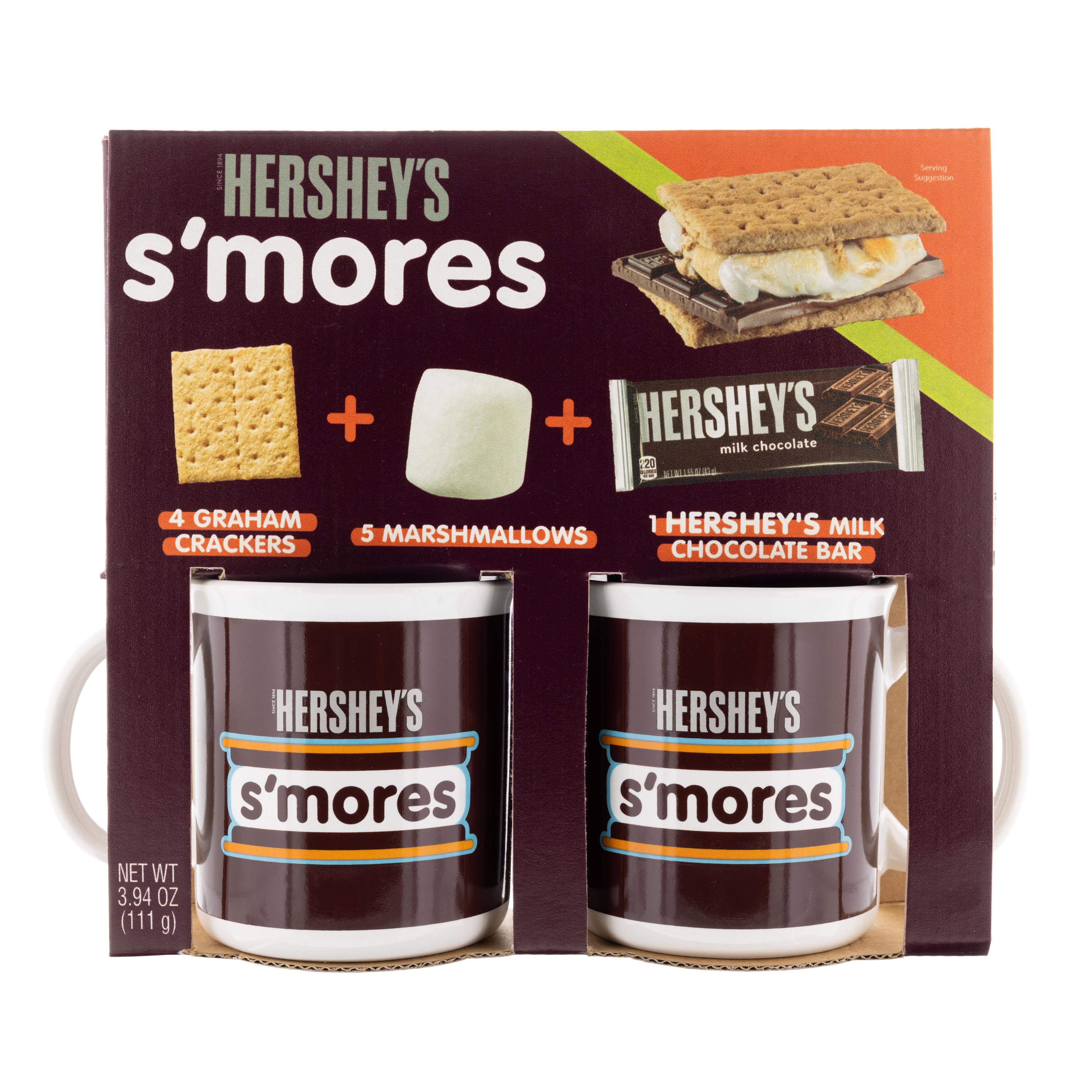 Galerie Hershey's S'mores Lovers 2 Mug Set with Chocolate, 3.94 oz
