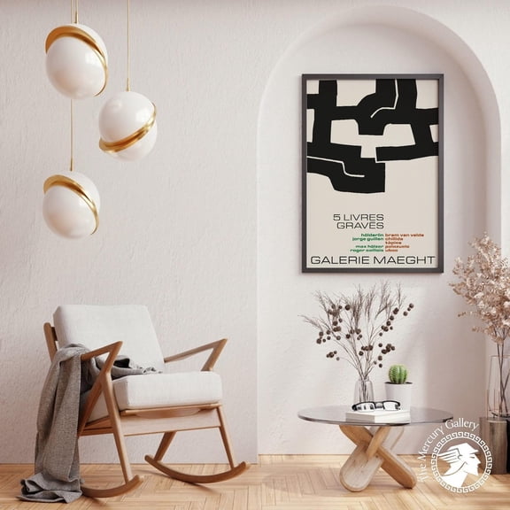 Galerie Maeght Poster, Chillida Exhibition Art Print, Minimalist Abstract UNFRAMED Poster, Wall Art for Decor, Present, 8x12