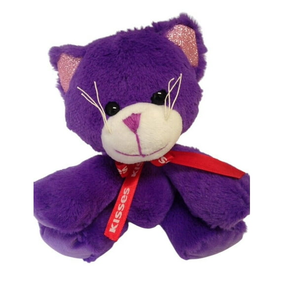 Galerie Plush Bear Purple Kiss Red Ribbon Bow Stuffed Plush Pink Glitter Ears 8