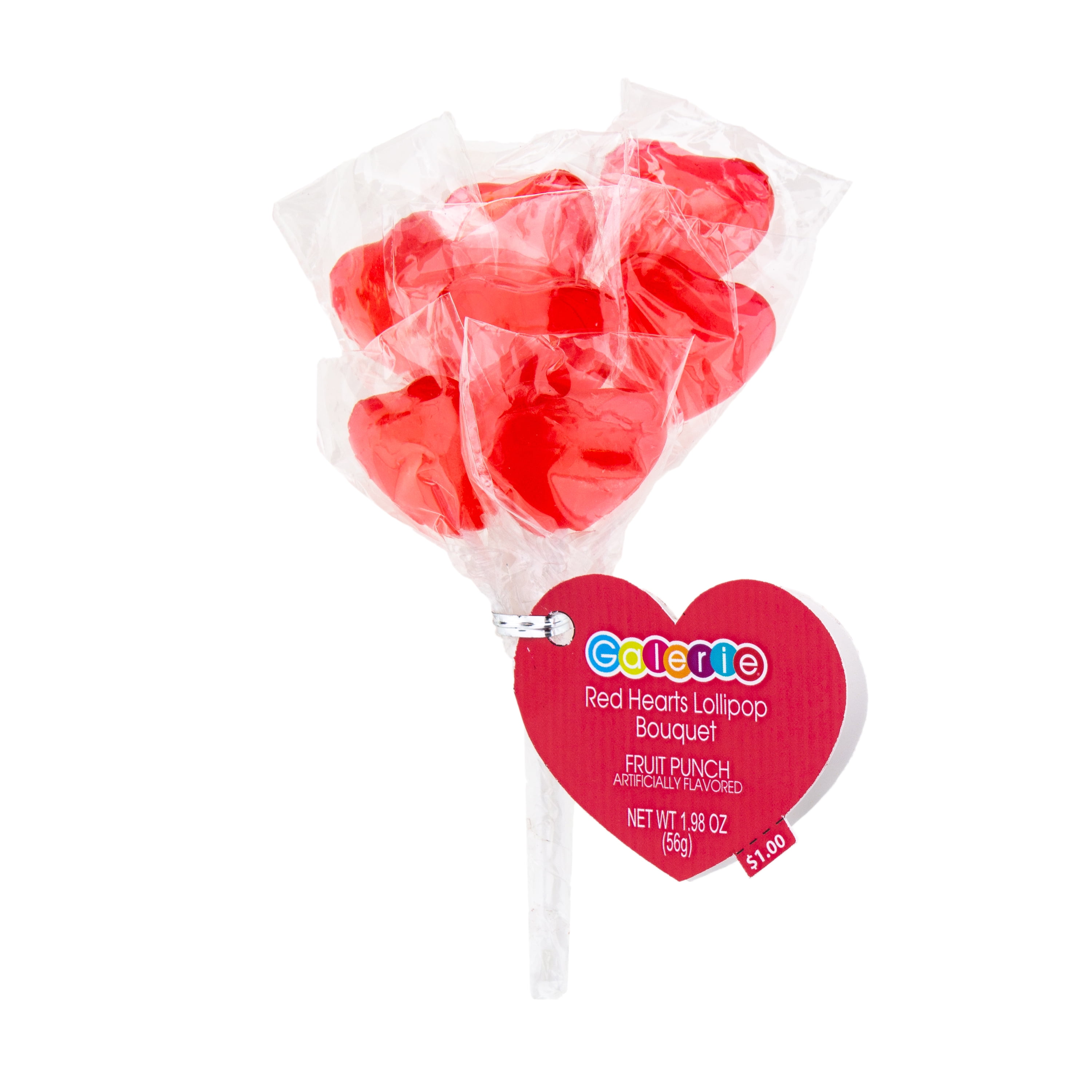 Galerie Red Heart Lollipop Bouquet, Fruit Punch Flavored, 1.98 oz