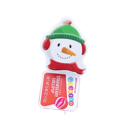 Galerie Snowman Tin with Swirl Strawberry Lollipop, 0.46 oz