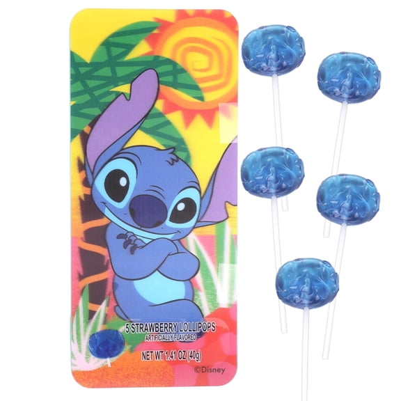Galerie Stitch Lollipops with Tin, Easter Basket Stuffer Candy, 5 Suckers Inside, 1.41 Ounce