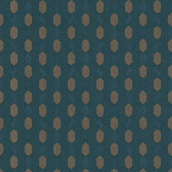Galerie Wallcoverings Absolutely Chic Art Deco Style Geometric Motif Vinyl on Non-woven Wallpaper Roll 33 feet x 21 inches - Blue