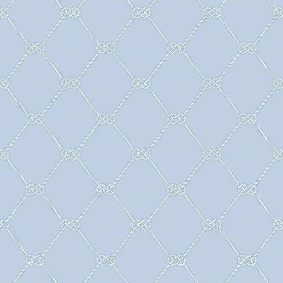 Galerie Wallcoverings Deauville 2 Nautical Rope Non-woven Matte Wallpaper Roll 33 feet x 21 inches - Light Blue/White
